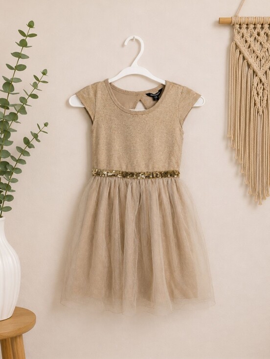 George Other - Chiffon and Sequin Dress with Keyhole Back